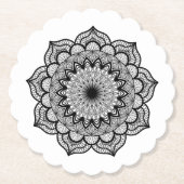 Schwarzes Mandala auf weißem Hintergrund Untersetzer (Vorderseite)