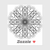 Schwarzes Mandala-Emblem-Herzen Aufkleber (Blatt)