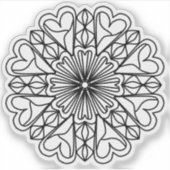 Schwarzes Mandala-Emblem-Herzen Aufkleber (Vorderseite)