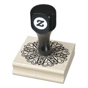Schwarzes Mandala-Emblem-Herzen Gummistempel