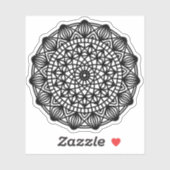Schwarzes Mandala-Emblem rund Aufkleber (Blatt)