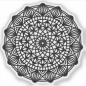 Schwarzes Mandala-Emblem rund Aufkleber (Vorderseite)