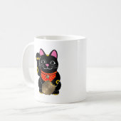 Schwarzes Maneki Neko Kaffeetasse (Vorderseite Links)