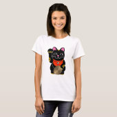 Schwarzes Maneki Neko T-Shirt (Vorne ganz)