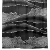 SCHWARZES MARBLE AGATE SILVER GLITZER GLAM DUSCHVORHANG (Vorderseite)