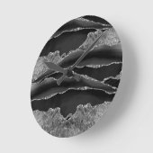 SCHWARZES MARBLE AGATE SILVER GLITZER GLAM RUNDE WANDUHR (Winkel)