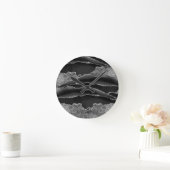 SCHWARZES MARBLE AGATE SILVER GLITZER GLAM RUNDE WANDUHR (Zuhause)