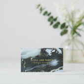 Schwarzes Marmor Blau Gold elegant moderne einziga Visitenkarte (Stehend Vorderseite)