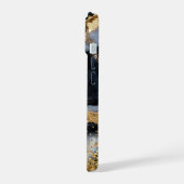 Schwarzes Marmor-Chic Gold-Glitter-Monogramm iPhone 15 Hülle (Linke Seite)