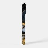 Schwarzes Marmor-Chic Gold-Glitter-Monogramm iPhone 15 Hülle (Rechte Seite)