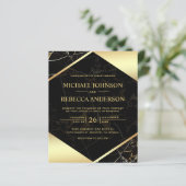 Schwarzes Marmor Foto Einladung Hochzeitsfeiern (Stehend Vorderseite)