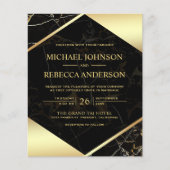 Schwarzes Marmor Foto Einladung Hochzeitsfeiern (Vorderseite)