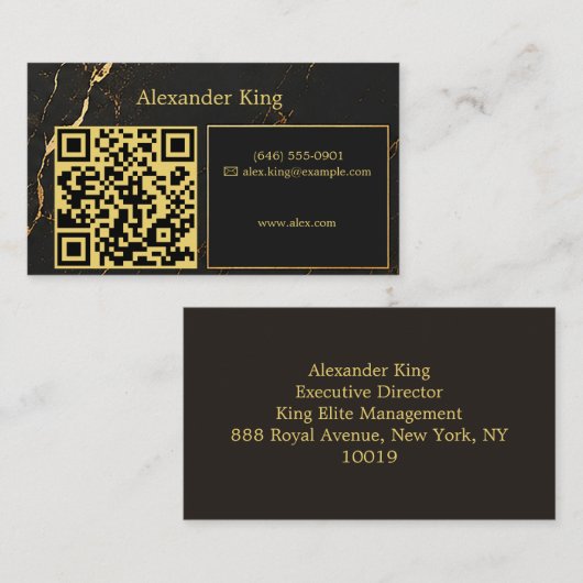 Schwarzes Marmor-Gold-Design Visitenkarte (Vorne/Hinten)