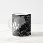 Schwarzes Marmor Initialen Monogramm Kaffeetasse (Vorderseite Links)