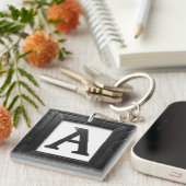 🖤 Schwarzes Marmor-Letter A Initial Design 🖤 Schlüsselanhänger (Vorderseite rechts)