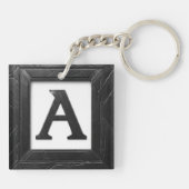 🖤 Schwarzes Marmor-Letter A Initial Design 🖤 Schlüsselanhänger (Rückseite)