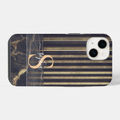 schwarzes Marmorgold-Glitter-Monogramm iPhone Hülle (Rückseite (Horizontal))