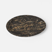 Schwarzes Marmorgold Veins Pappteller (Schrägansicht)