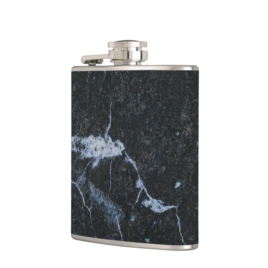 Schwarzes Marmormuster Flachmann (Links)