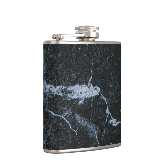 Schwarzes Marmormuster Flachmann (Rechts)