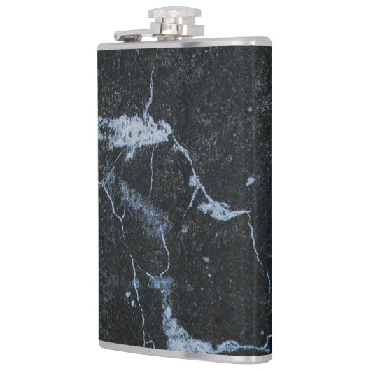 Schwarzes Marmormuster Flachmann (Links)