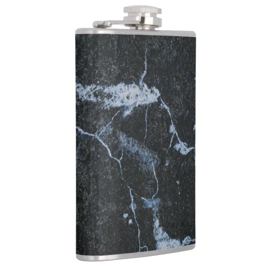 Schwarzes Marmormuster Flachmann (Rechts)