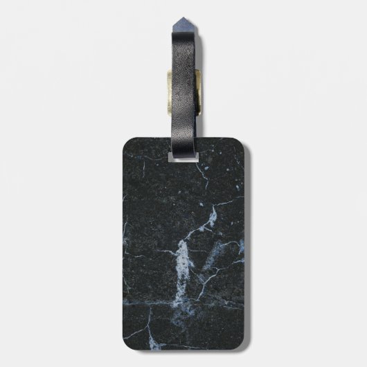 Schwarzes Marmormuster Gepäckanhänger (Rückseite vertikal)