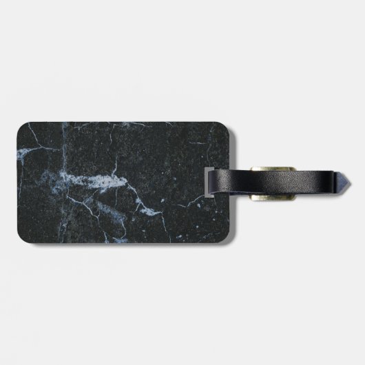 Schwarzes Marmormuster Gepäckanhänger (Rückseite horizontal)