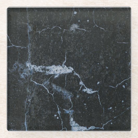Schwarzes Marmormuster Glasuntersetzer (Vorderseite)
