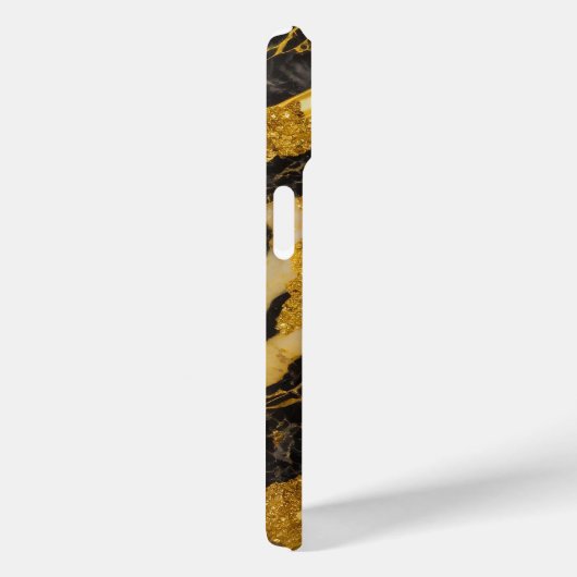 Schwarzes Marmormuster mit Gold Case-Mate iPhone Hülle (Rückseite / Rechts)