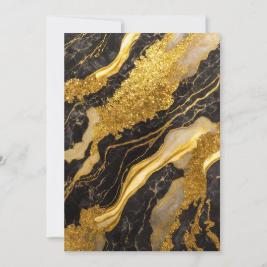 Schwarzes Marmormuster mit Gold Einladung (Vorderseite)