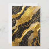 Schwarzes Marmormuster mit Gold Einladung (Rückseite)