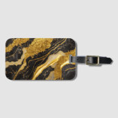 Schwarzes Marmormuster mit Gold Gepäckanhänger (Vorderseite (Horizontal))