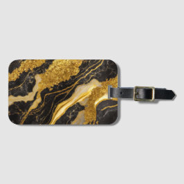 Schwarzes Marmormuster mit Gold Gepäckanhänger