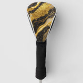 Schwarzes Marmormuster mit Gold Golf Headcover (Vorderseite)