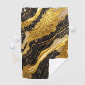 Schwarzes Marmormuster mit Gold Golfhandtuch (Insitu)