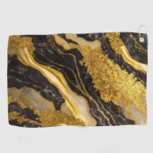 Schwarzes Marmormuster mit Gold Golfhandtuch (Horizontal)