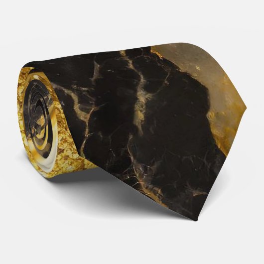 Schwarzes Marmormuster mit Gold Krawatte (Gerollt)