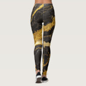 Schwarzes Marmormuster mit Gold Leggings (Rückseite)