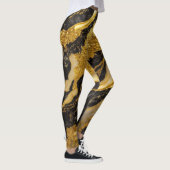 Schwarzes Marmormuster mit Gold Leggings (Rechts)