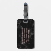 Schwarzes MarmorRosen-Goldmit Monogramm Initiale Gepäckanhänger (Rückseite vertikal)