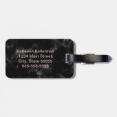 Schwarzes MarmorRosen-Goldmit Monogramm Initiale Gepäckanhänger (Rückseite horizontal)