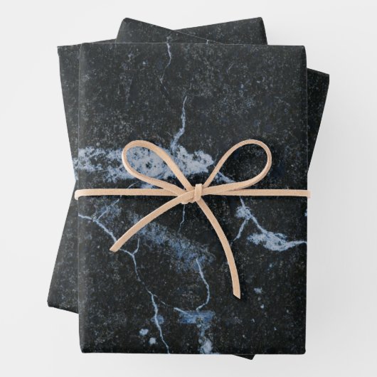 Schwarzes Marmorsteinmuster Geschenkpapier Set (Beispiel)