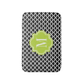 Schwarzes marokkanisches Muster mit Limonem grünem Badematte (Vorderseite Vertikal)