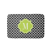 Schwarzes marokkanisches Muster mit Limonem grünem Badematte (Vorderseite)