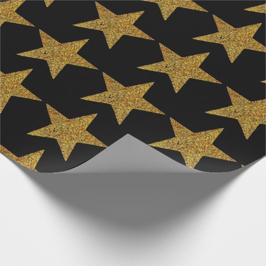 Schwarzes Mattverpackungspapier mit Glittergold Geschenkpapier (Ecke)