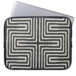 Schwarzes Maze African Print White Leaaalook Laptopschutzhülle