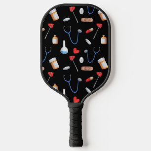 Schwarzes medizinisches Muster Pickleball Schläger