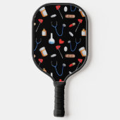 Schwarzes medizinisches Muster Pickleball Schläger (Rückseite)