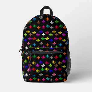 Schwarzes, mehrfarbiges Fleur-de-lis-Muster Bedruckter Rucksack
